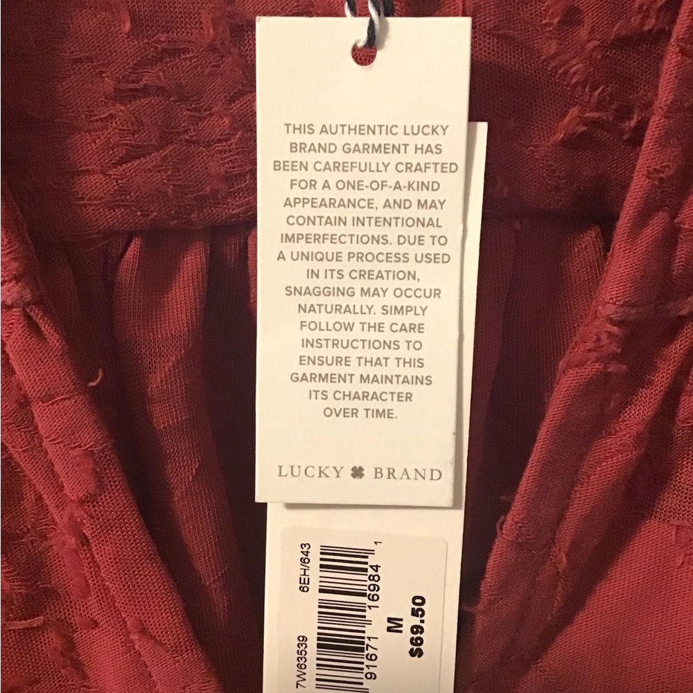 NWT!  Lucky Brand Rust Lace Blouse - Picture 5 of 7